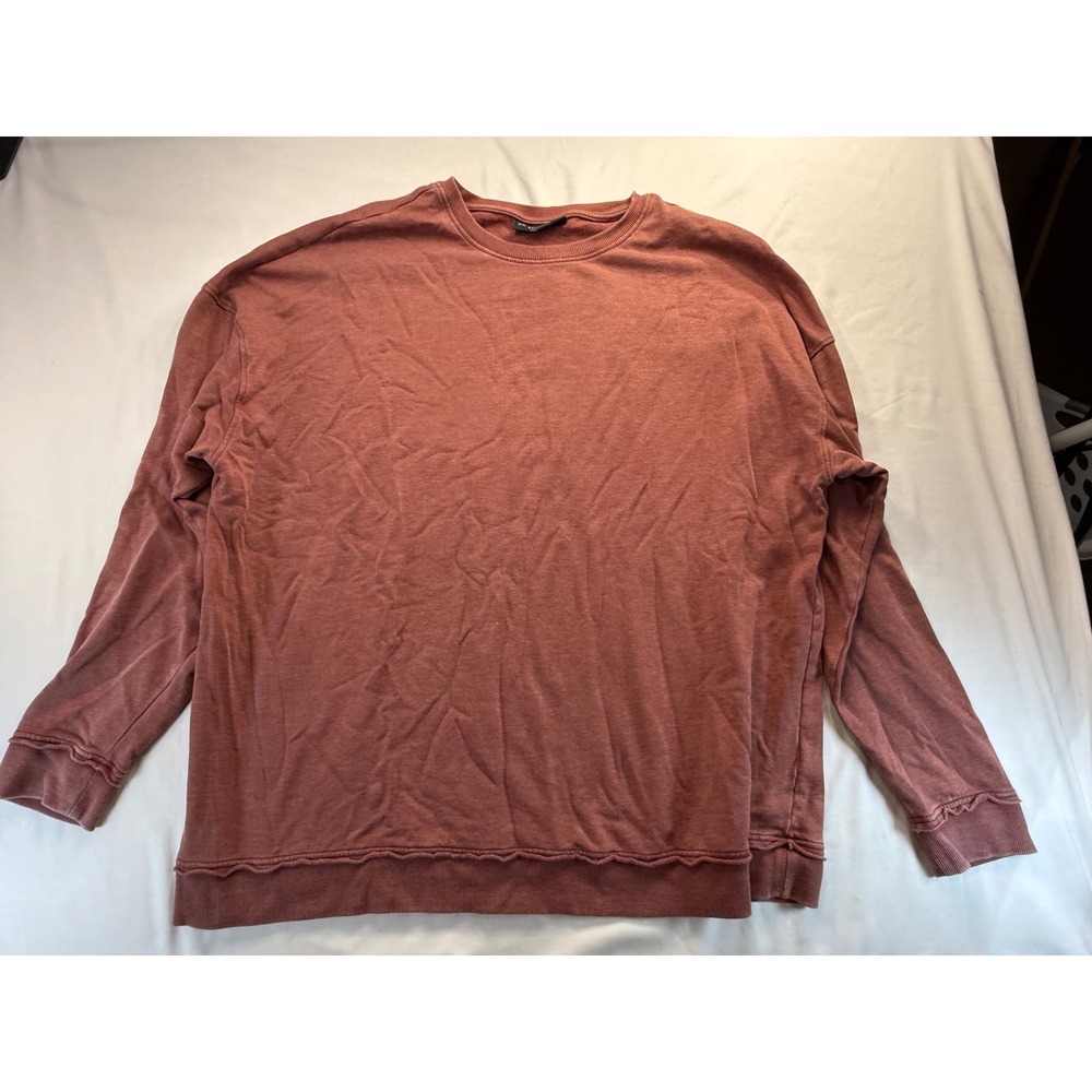 No Boundaries Mens 3XL Red French Terry Sweatshirt Raw Hem Long Sleeve Pullover